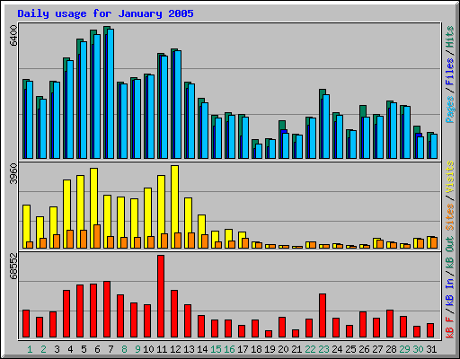 Daily usage for January 2005