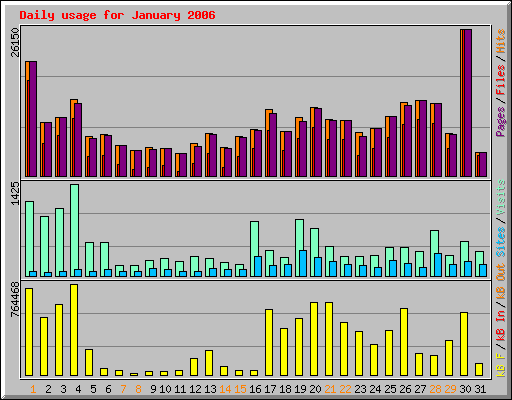 Daily usage for January 2006