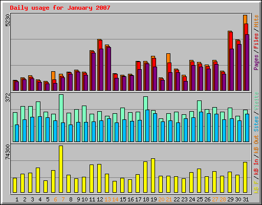 Daily usage for January 2007