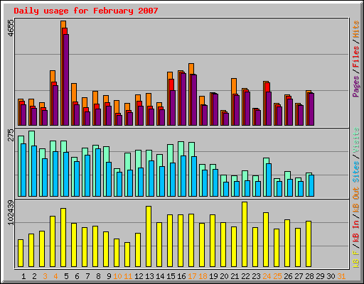 Daily usage for February 2007