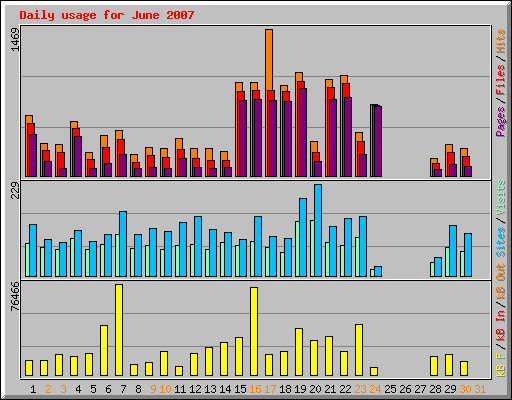 Daily usage for June 2007