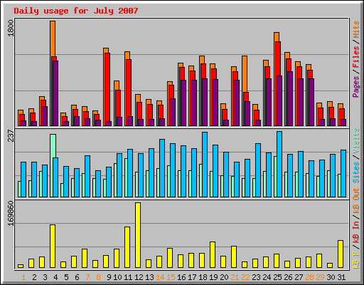 Daily usage for July 2007