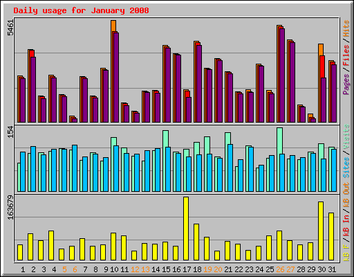 Daily usage for January 2008