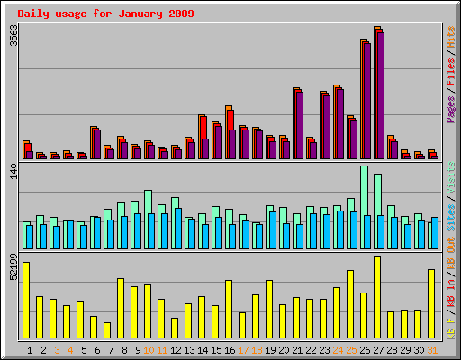 Daily usage for January 2009