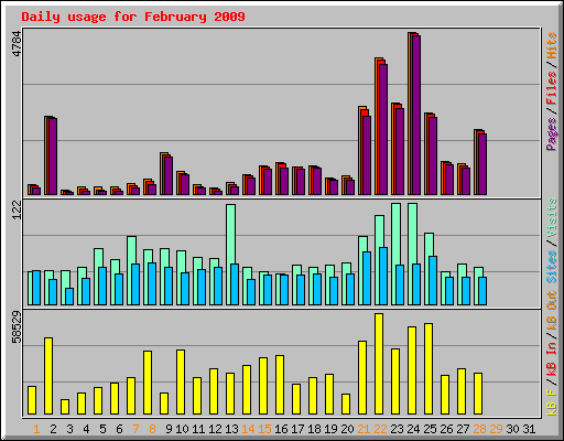 Daily usage for February 2009