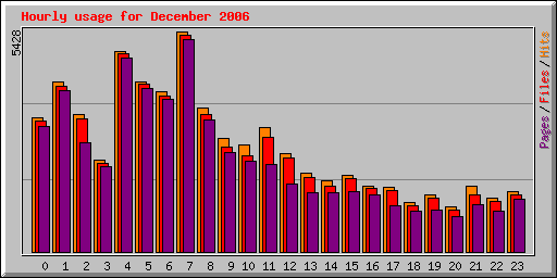 Hourly usage for December 2006