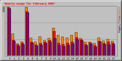 Hourly usage for February 2007