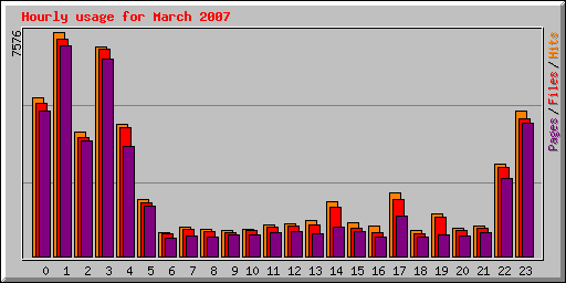 Hourly usage for March 2007