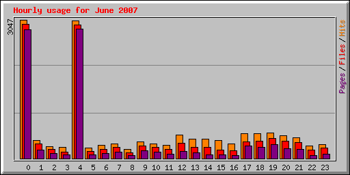 Hourly usage for June 2007