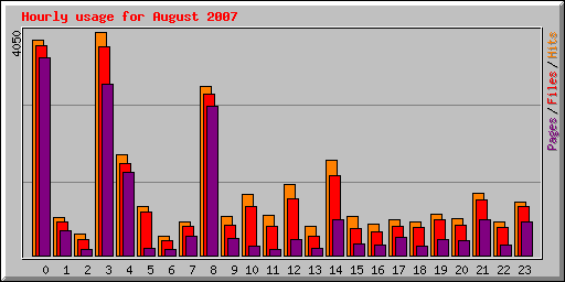 Hourly usage for August 2007