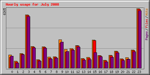 Hourly usage for July 2008