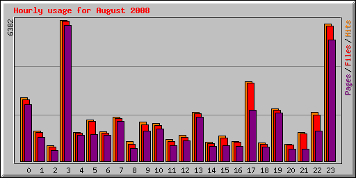 Hourly usage for August 2008