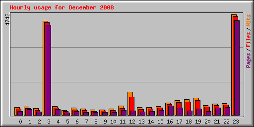 Hourly usage for December 2008