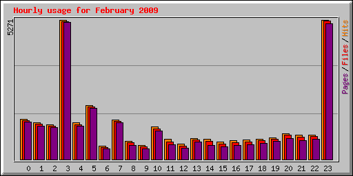 Hourly usage for February 2009