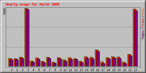 Hourly usage for March 2009