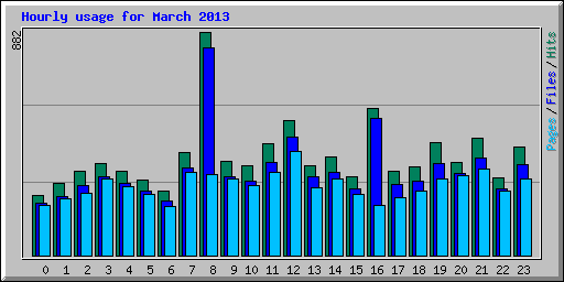 Hourly usage for March 2013